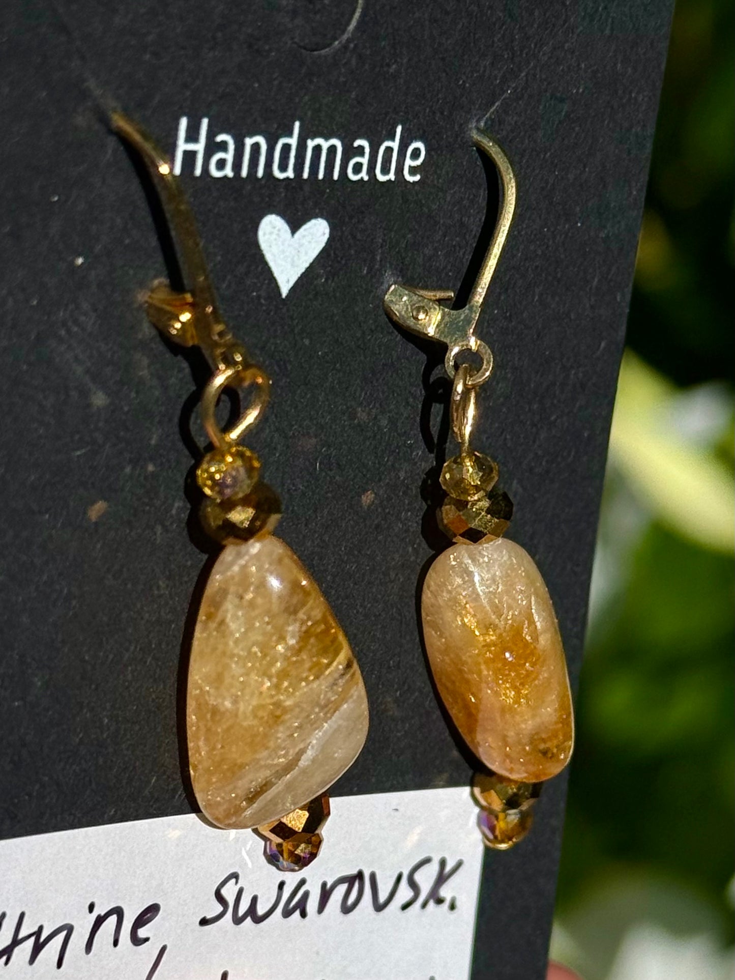 Natural Citrine, Czech glass, Swarovski crystal earrings