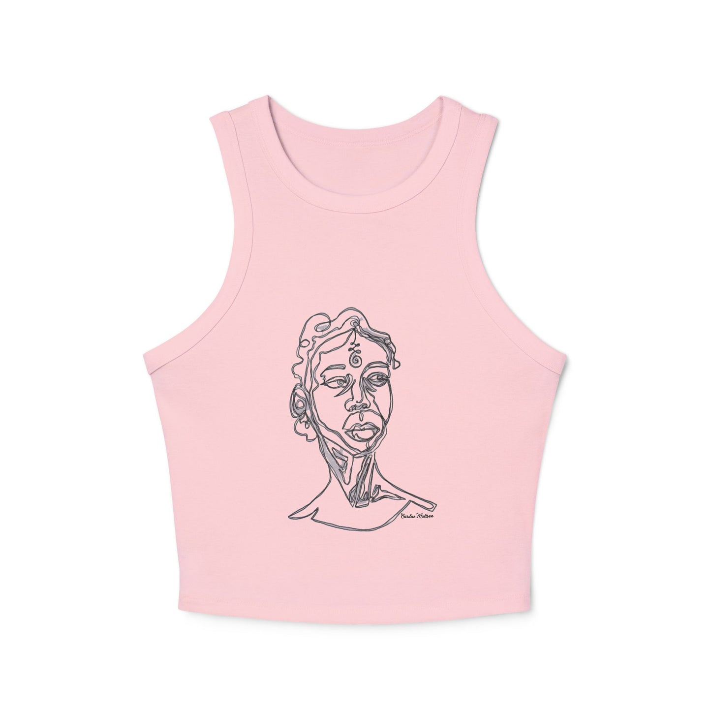 Single line drawing- Femme Micro Rib Racer Tank Top