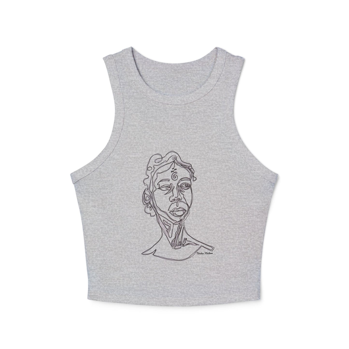 Single line drawing- Femme Micro Rib Racer Tank Top