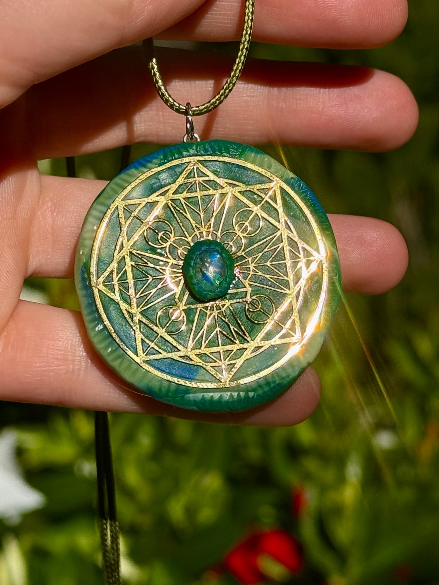 Sacred Geometry Moonstone Pendant