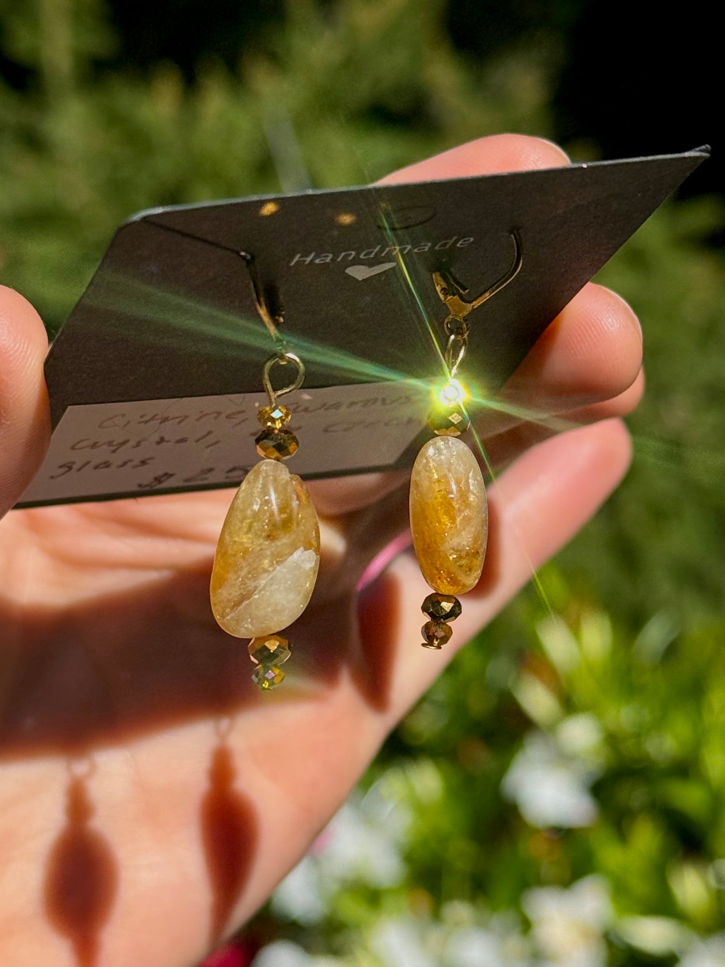 Natural Citrine, Czech glass, Swarovski crystal earrings