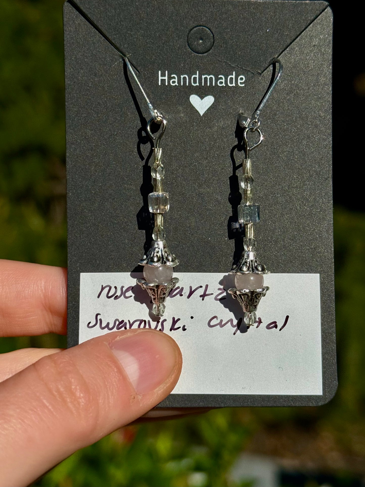 Rose Quartz and Swarovski Crystal Earrings