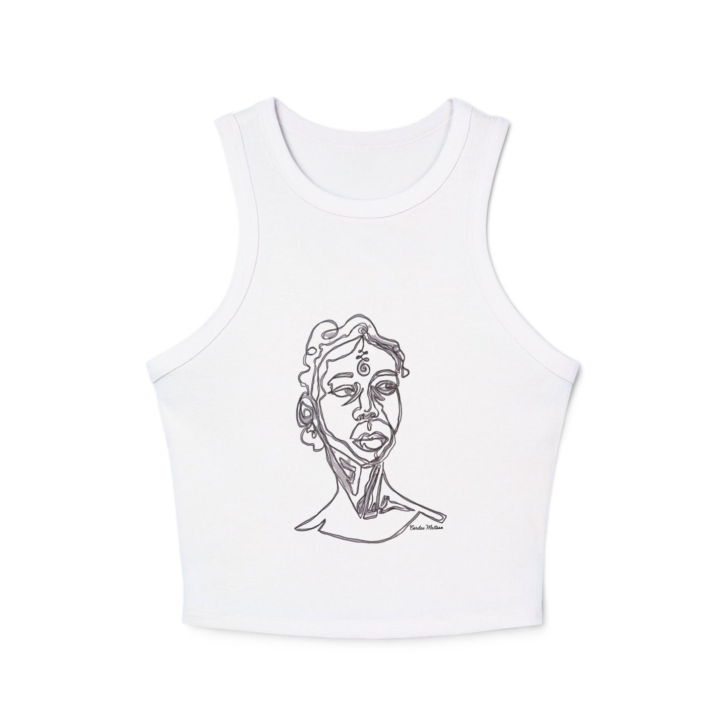 Single line drawing- Femme Micro Rib Racer Tank Top