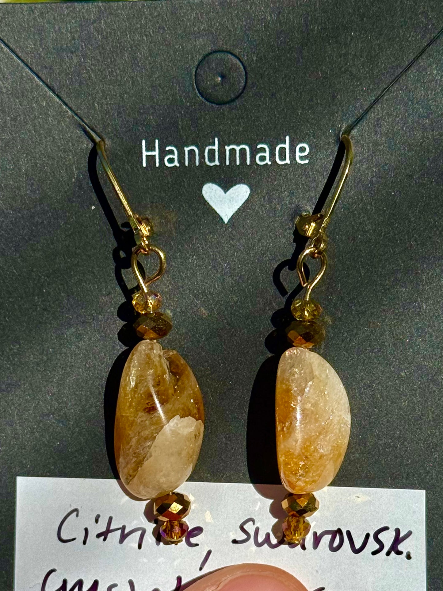 Natural Citrine, Czech glass, Swarovski crystal earrings