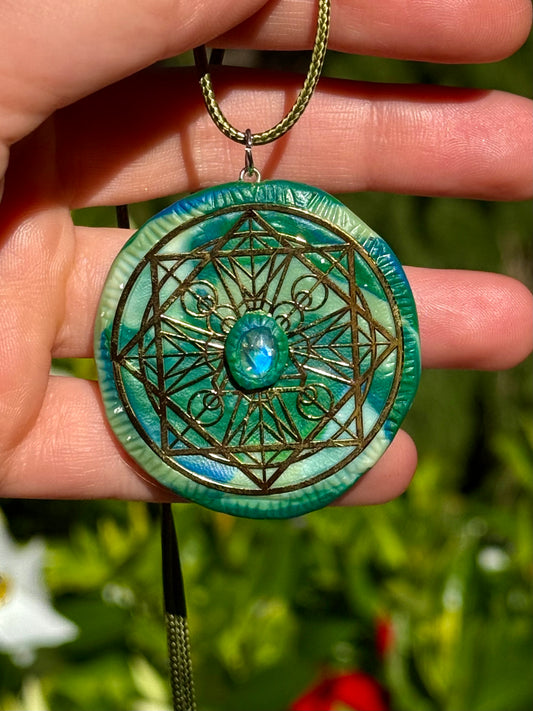 Sacred Geometry Moonstone Pendant