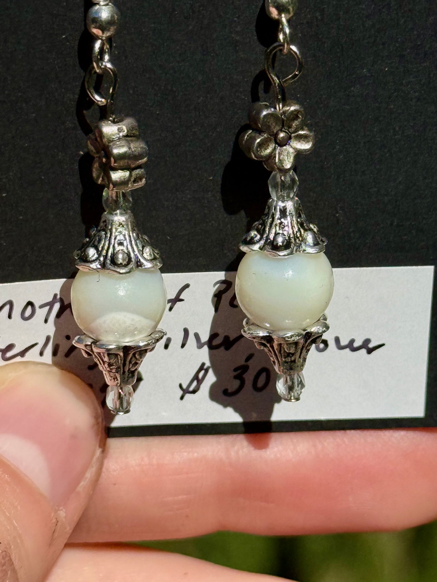 Mother of Pearl & Vintage Flower Charms