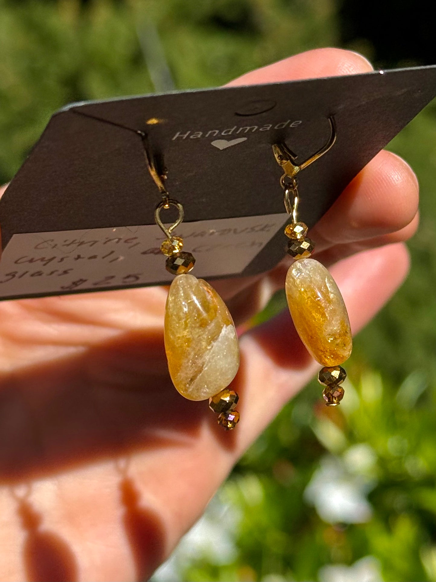 Natural Citrine, Czech glass, Swarovski crystal earrings