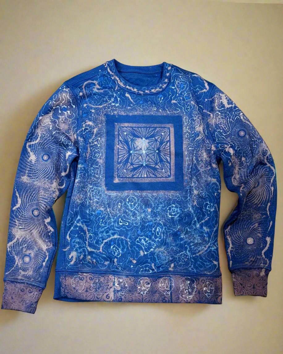 Blue patterned sweatshirt