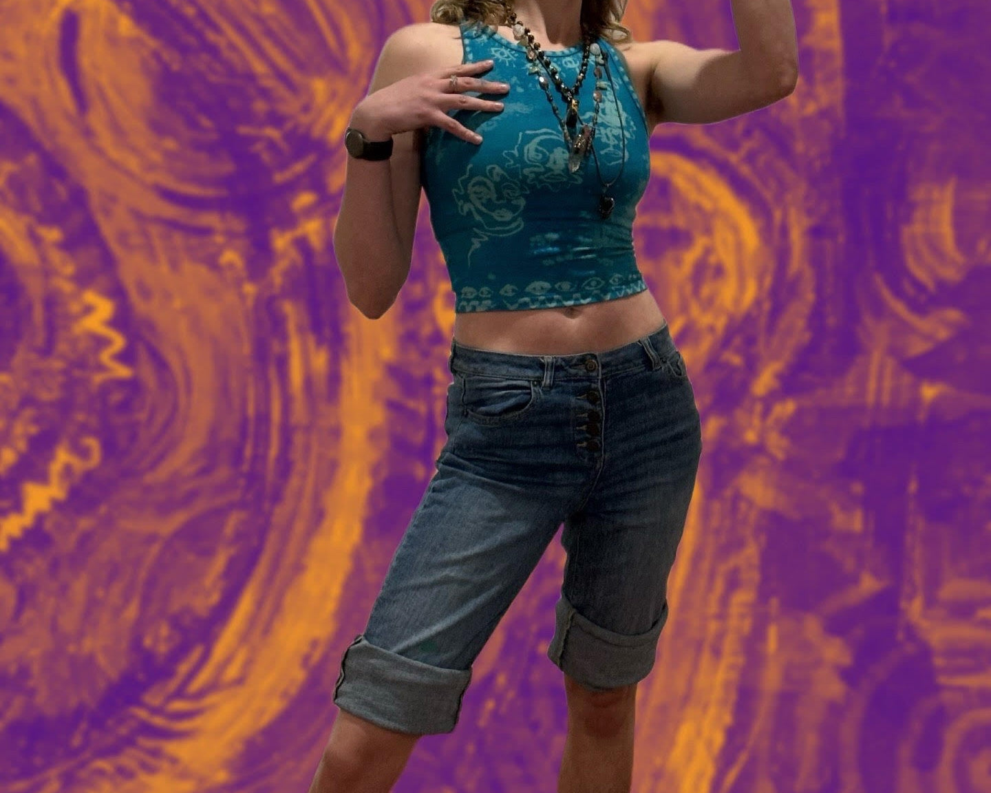 'Ascending' Blue Halter Top (S)